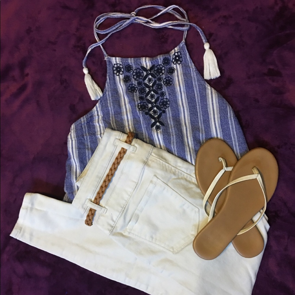 Striped White and Blue Tank Top!💙